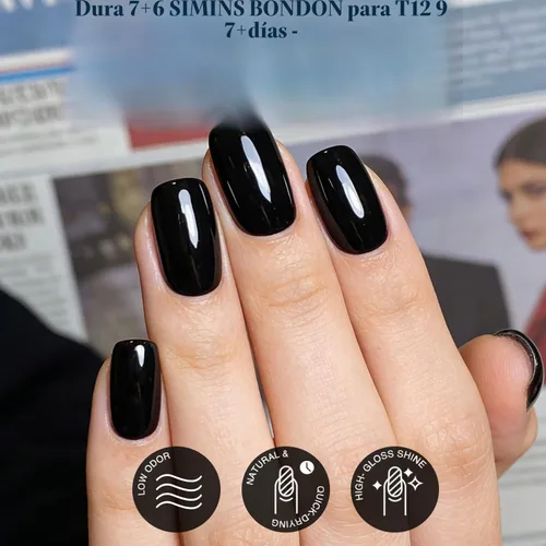 Vista 2 de AZUREBEAUTY Esmalte de uñas negro, secado rápido, natural, súper brillante, profesional para manicura y pedicura en casa