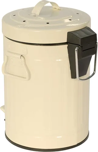 Vista 6 de KitchenCraft KCCOMPBIN - Papelera de cocina con pedal, metal, 3 litros, color crema