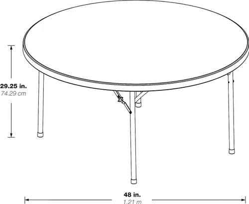 Vista 3 de Pack 4! Mesa plegable de 48 pulgadas, mesa plegable blanca de 4 pies, mesa de granito para exteriores, mesa circular de plástico, mesa plegable de 4