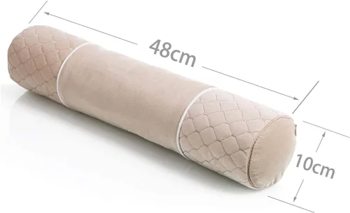 Vista 5 de ALIBO Almohada redonda ajustable de cuello firme beige de 18.9 x 3.9 pulgadas con funda de almohada lavable para aliviar el dolor, almohada cervical