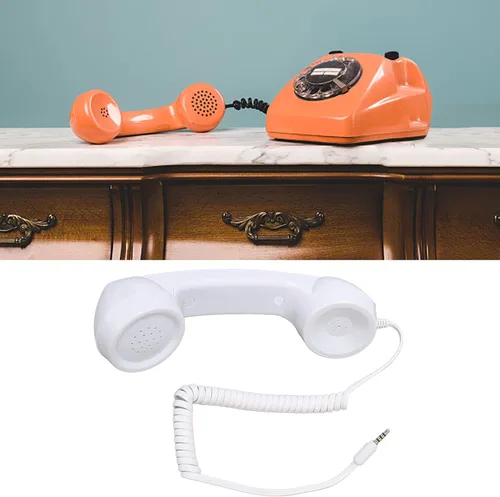 Vista 5 de Auricular retro para teléfono, receptor de teléfono celular, receptor de teléfono celular multifunción a prueba de radiación con enchufe de sonido