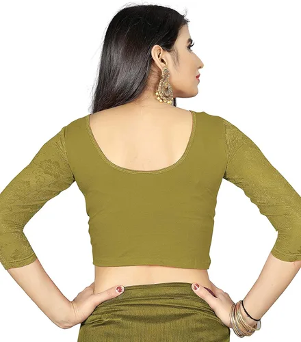 Vista 2 de Indian Hawker Blusa de algodón de licra confeccionada con mangas 34 para mujer