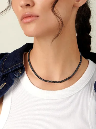 Vista 2 de Suplight Cadena de eslabones cubanos curvados de acero inoxidable 316L chapada en oro, plata, negro, para hombre y mujer, 46, 51, 56, 61, 66, 71