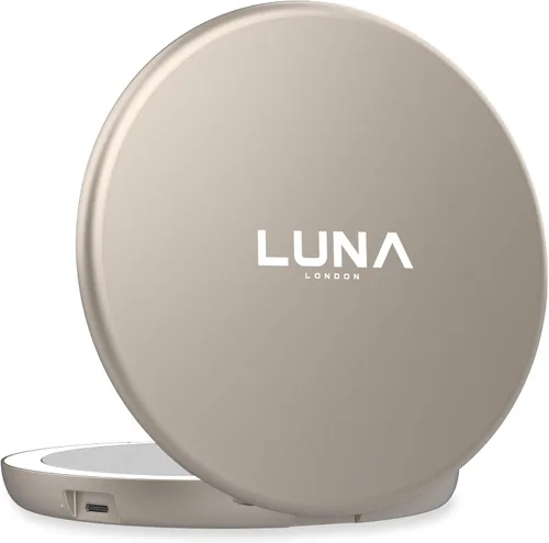 Vista 9 de LUNA London Compact Travel Mirror Travel Makeup Mirror with Light LED Lighted Vanity Mirror with 3 Light Modes 7X Magnification Folding Chalk