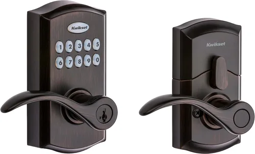 Vista 12 de Kwikset SmartCode 955 - Cerradura electrónica de palanca Kingston de 10 botones en negro mate para uso comercial ligero, con entrada sin llave