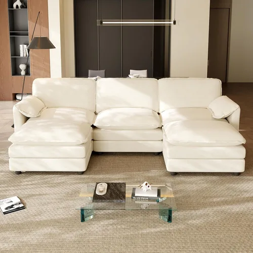 Vista 3 de ONEMMLION Cloud Couch - Sofá modular seccional en forma de U de 114 pulgadas, cómodos sofás seccionales para sala de estar, sofá moderno de felpilla