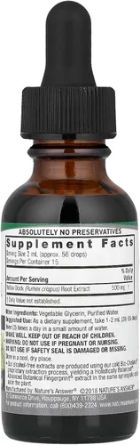 Vista 2 de Nature's Answer - Raíz de muelle amarilla sin alcohol, 2000 mg, 1 oz, promueve la función hepática, desintoxicación corporal natural, alivio