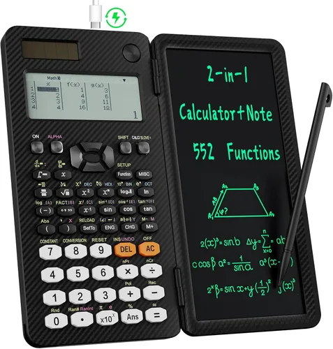 Vista 14 de Calculadora científica recargable ROATEE 991ES MAX, CalcNote Multivista de 4 líneas con pantalla LCD, bloc de notas de escritura plegable portátil