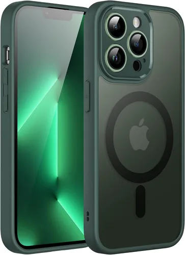 Vista 8 de JETech Funda magnética para iPhone 13 Pro de 6.1 pulgadas, compatible con MagSafe, lente de cámara trasera translúcida mate, protección completa