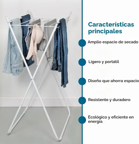 Vista 5 de Honey-Can-Do Estante de secado de ropa plegable fácil de plegar – Estante de lavandería de metal resistente, soporta 40 libras, perchero de ropa que