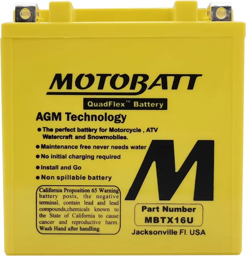 Vista 2 de MotoBatt Batería AGM QuadFlex activada por fábrica MBTX16U