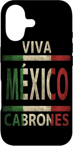Vista 32 de Funda con bandera mexicana para iPhone 13 Viva México Cabrones