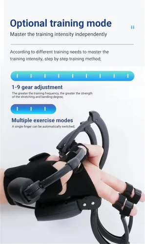 Vista 4 de Guantes de robot de rehabilitación mejorados para hemiplejia cerebral, robot portátil de mano con 4 modos de entrenamiento, fuerza ajustable