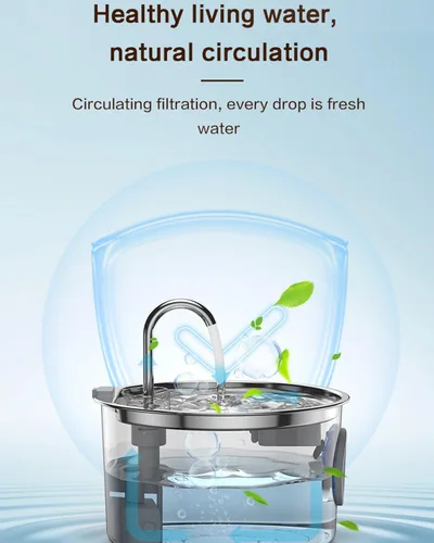 Vista 7 de Pawdrate - Fuente de agua para perros (3.2L/108 onzas), fuente de agua filtrada Pawdrate con ventana de agua y LED, dispensador automático de agua
