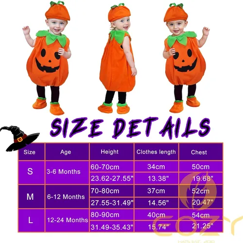 Vista 6 de EOZY Disfraz de calabaza de Halloween para bebés, niños pequeños, ropa de fiesta de cosplay