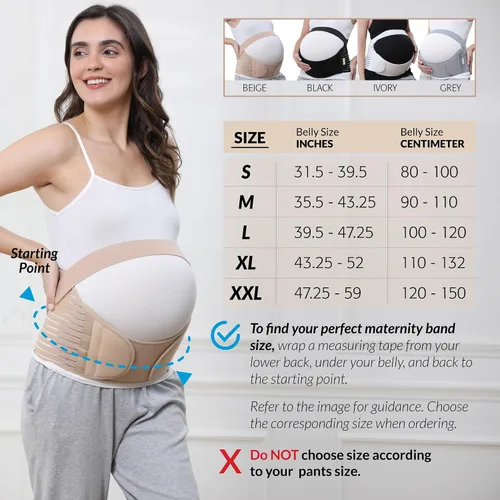 Vista 19 de NeoTech Care Cinturón de maternidad para embarazo, soporte para espalda, abdomen, cintura, pelvis (talla L, color marfil)