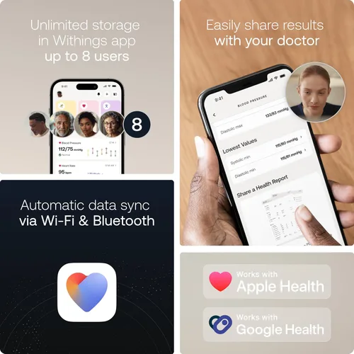 Vista 5 de Withings BPM Vision – Monitor de presión arterial inteligente para el brazo Aprobado por la FDA Fácil de usar, mediciones precisas de presión