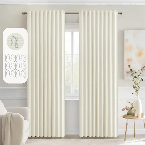 Vista 17 de MIULEE Cortinas opacas con pestaña trasera de 63 pulgadas de largo, juego de 2 paneles para sala de estar, dormitorio, privacidad, bolsillo