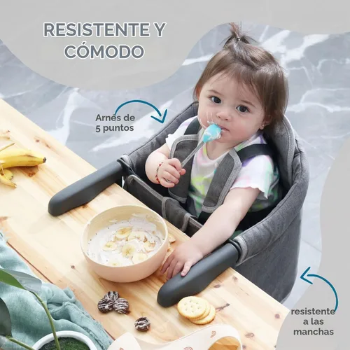 Vista 4 de Tinybow Silla alta de gancho para bebé, silla alta que se fija a la mesa - Silla alta con clip para mesa, silla alta portátil para viajes, silla