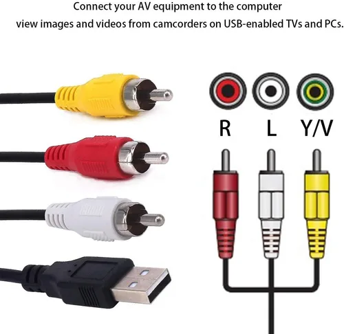 Vista 2 de Cable USB macho A a 3 RCA AV A/V adaptador de TV para Vizio TV y video
