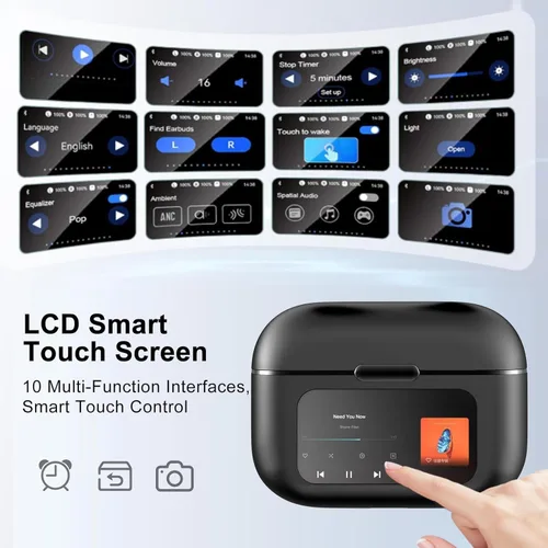 Vista 2 de LOBKIN Auriculares abiertos con clip, inalámbricos Bluetooth 5.4, adaptativos, cómodos, con micrófono, 4 GB de almacenamiento, ligeros, IPX5