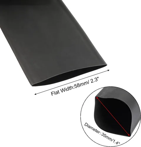 Vista 3 de uxcell 1.378 in Dia 2.283 in Ancho Plano Tubo Termoencogible Tubo Shrink Manga Cable Wrap 3.3 ft Negro