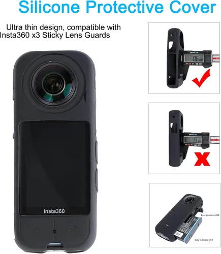 Vista 3 de PellKing Kit de accesorios de protección de cámara para Insta360 X3, Insta 360 X3, incluye protector de lente/cubierta protectora