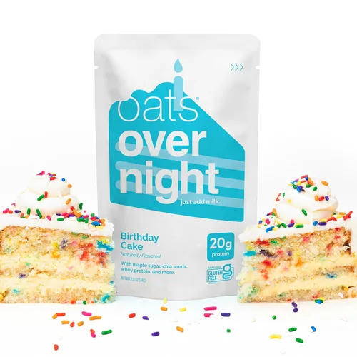 Vista 7 de Oats Overnight - Pastel de cumpleaños, batido alto en proteínas, bajo en azúcar, sin gluten, alto en fibra, avena sin OMG (2.7 onzas por comida)