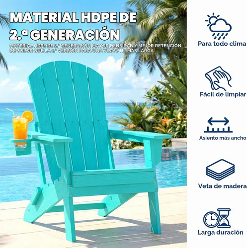 Vista 4 de HDPE Silla Adirondack plegable, Aruba
