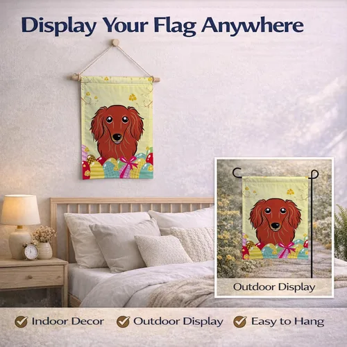 Vista 291 de Caroline's Treasures BB1923GF Bandera decorativa para jardín con diseño de Border Collie, para caza de huevos de Pascua, para jardín, jardín, patio
