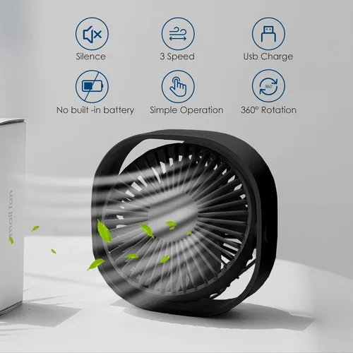 Vista 2 de Simpeak Ventilador USB pequeño, silencioso y portátil alimentado por USB (sin batería), refrigeración de 3 ajustes de velocidad, ventilador personal