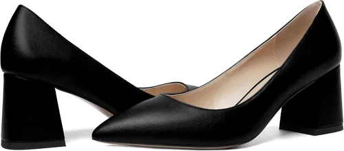 Vista 6 de AMBELIGHT Zapatos de tacón medio para mujer con puntera puntiaguda, color mate, de 2.5 pulgadas