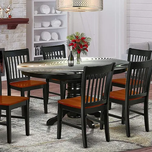 Vista 2 de Mantel ovalado ajustable para mesa de patio, poliéster elástico, mantel geométrico moderno con estampado de cebra para comedor y cocina, se adapta a