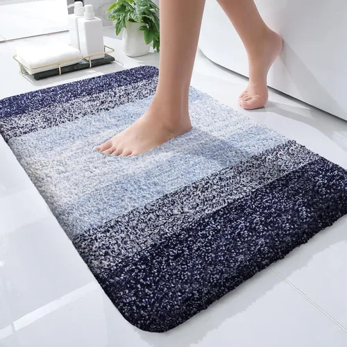Vista 2 de OLANLY Juego de 2 alfombras de baño y alfombras de baño ombré, tamaño de alfombra de baño 24 x 16 pulgadas y alfombra de baño de 30 x 20 + 24 x 20