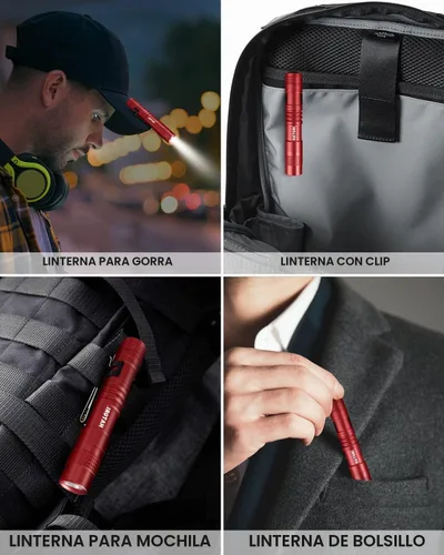 Vista 6 de HATORI Linterna LED brillante, súper mini linterna con luz de flash de alta lúmenes, luz de bolígrafo, linternas pequeñas para emergencias, linterna