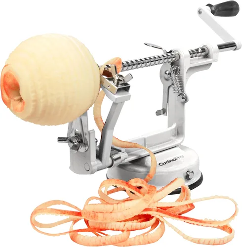 Vista 9 de Pelador y Descorazonador de Manzanas - Hierro Fundido Cromado Duradero y de Servicio Pesado con Potente Succión para Encimera, Manivela Manual
