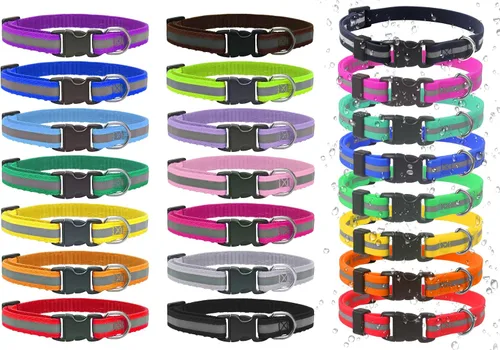 Vista 11 de YOY Juego de 12 collares de identificación de nailon suave para cachorros, ajustables, reutilizables, lavables, bandas de identificación de mascotas