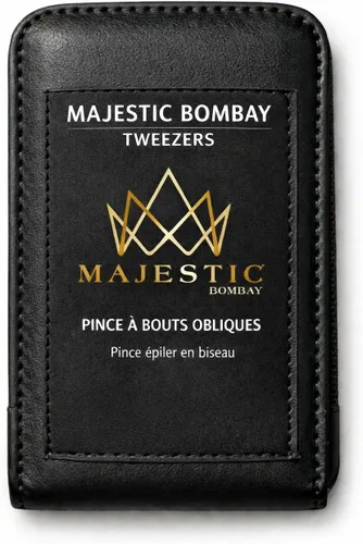 Vista 9 de Majestic Bombay Pinzas de punta fina + inclinadas para mujeres y hombres, garrapatas astilladas, depilación facial, cejas y encarnadas, afiladas