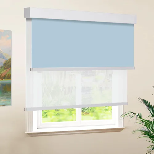 Vista 7 de Persianas enrollables dobles para ventana, persianas dobles marrones, opacas y filtrantes de luz con cenefa, persianas de ventana de día y noche