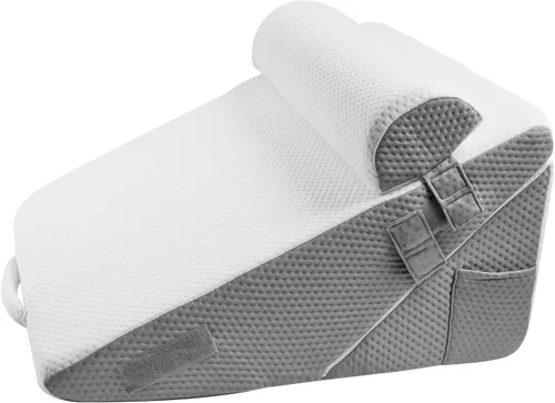 Vista 9 de VEVOR - Juego de 3 almohadas de cuña para cama ajustables y ortopédicas para dormir, con funda lavable de jacquard y soporte de espuma, almohada