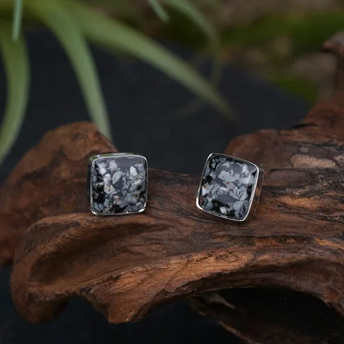 Vista 9 de Lauren-Spencer Aretes cuadrados de piedras preciosas para mujer, delicados aretes de piedra de malaquita y sodalita de turquesa hipoalergénicos