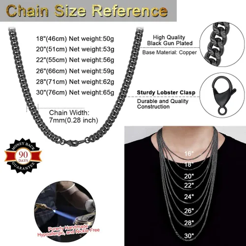 Vista 6 de ChainsHouse Stainless Steel Cuban Chain Necklace for Men Women, 18K GoldBlackRose Gold Plated Miami Curb Chains,18" 20" 22" 24" 26" 28" 30
