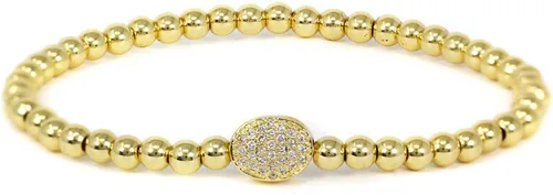 Vista 2 de Pulsera elástica elástica elástica de la bola del grano del acero inoxidable de la plata de la manera de las mujeres