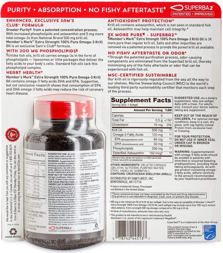 Vista 2 de Marca del Miembro Fuerza Extra 100% puro Omega-3 aceite de krill (Pack de 2)