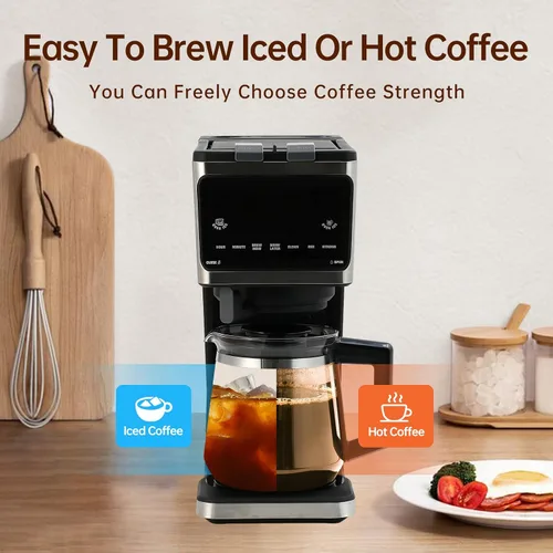 Vista 5 de Máquina de café 3 en 1 de una sola porción, cafetera programable de 12 tazas, compatible con cápsulas Kcup, café molido, cápsulas de café, té