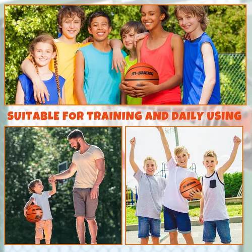 Vista 7 de Jenaai 12 pelotas de baloncesto de goma a granel tamaño oficial 5 (27.5 pulgadas) para niños y jóvenes, baloncesto al aire libre con bomba