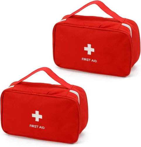 Vista 9 de TOPASION Bolsa vacía portátil para botiquín de primeros auxilios, bolsa de medicina de viaje, bolsa médica pequeña (2 piezas, azul)