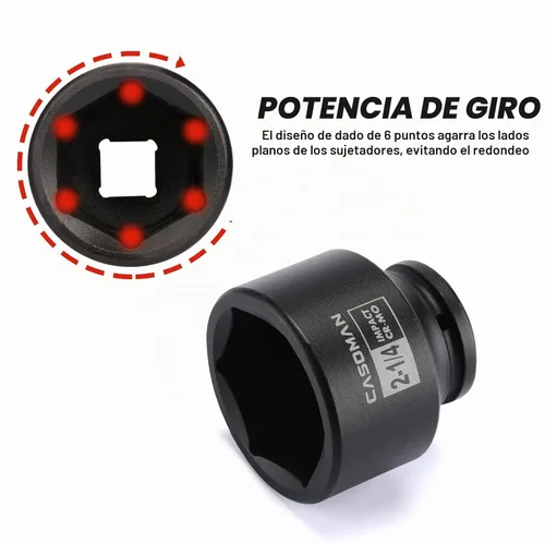 Vista 3 de CASOMAN 9 piezas 3/4" unidad de eje profundo tuerca de eje impacto enchufe set, incluye adaptador de 1/2" a 3/4", 6 puntos, CR-MO, 2-1/16" a 2-1/2
