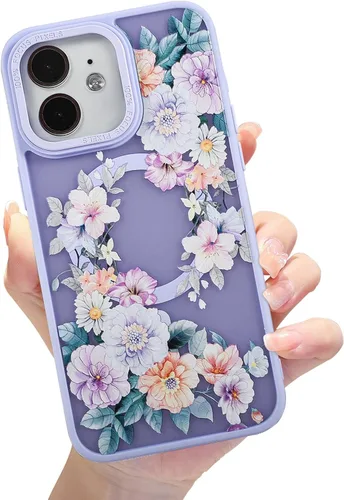 Vista 52 de Compatible con el teléfono 13 Pro - Funda magnética mate translúcida, de lujo, a prueba de golpes, magnética y con bonito patrón de flores, carcasa