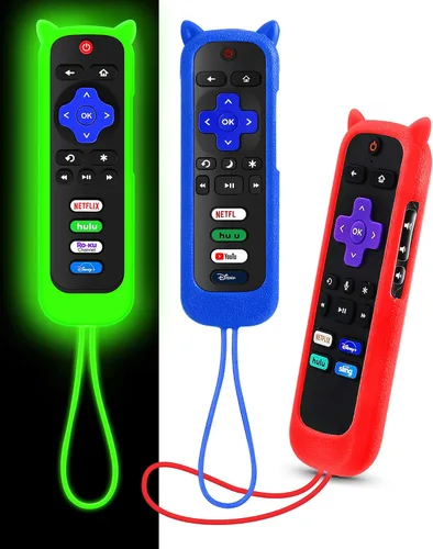 Vista 9 de 3Pcs Remote Cover for Roku with Cat Ears Design, Silicone Skin Case Compatible with Hisense/TCL Roku TV, Steaming Stick/Express, Universal